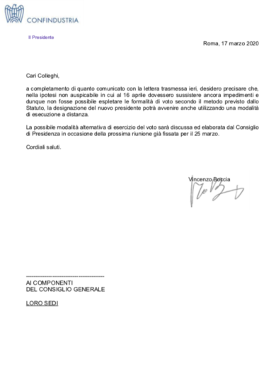 Confindustria, le precisazioni di Boccia che prepara il voto a distanza