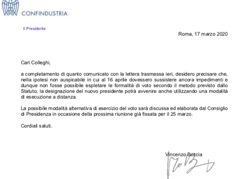Confindustria, le precisazioni di Boccia che prepara il voto a distanza Confindustria, le precisazioni di Boccia che prepara il voto a distanza