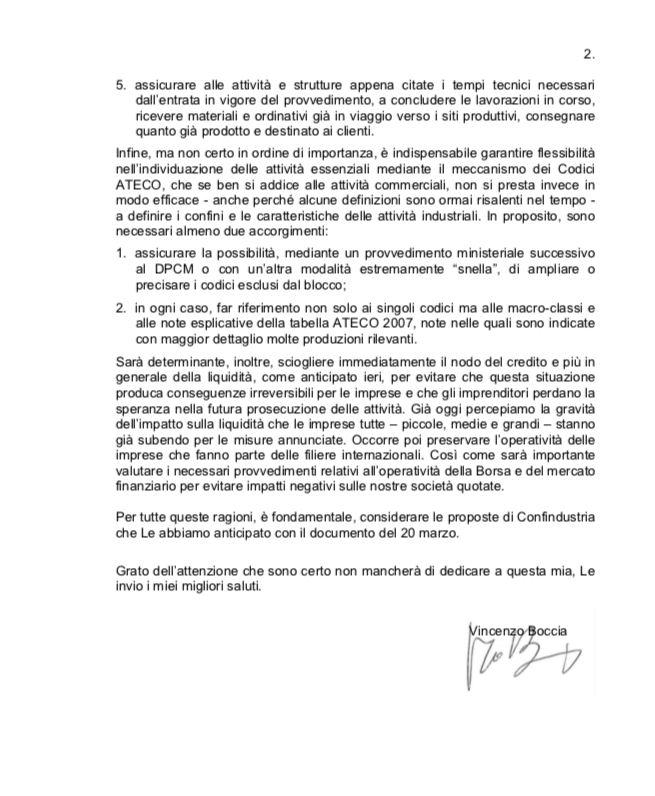 Coronavirus, quali aziende non devono chiudere: Boccia scrive a Conte