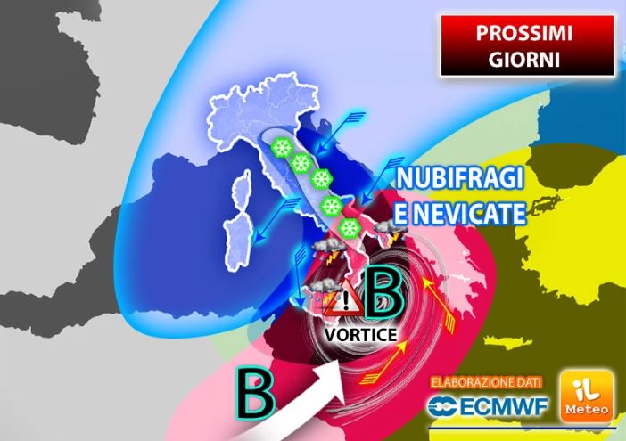 Meteo, ciclone sull’Italia, in arrivo maltempo e neve Meteo, ciclone sull’Italia, in arrivo maltempo e neve