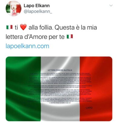 Coronavirus, Lapo Elkann scrive all’Italia: una lettera d’amore alla nazione