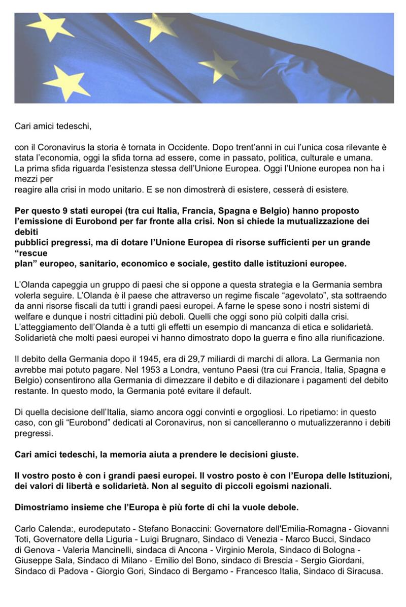 Calenda compra pagina d’annuncio in un giornale tedesco: “È in gioco l’Ue” Calenda compra pagina d’annuncio in un giornale tedesco: “È in gioco l’Ue”