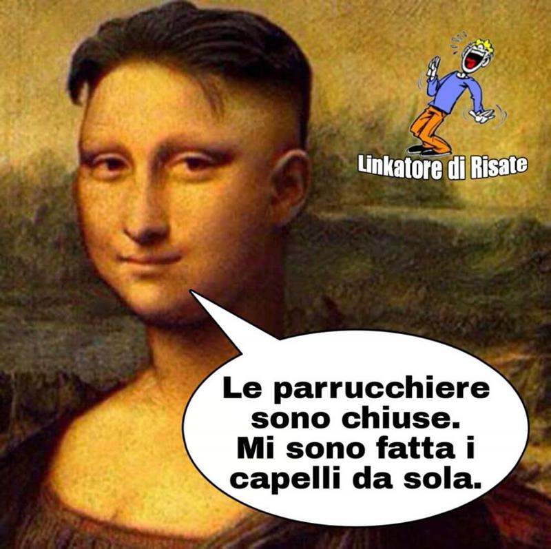 Coronavirus vissuto con ironia. La Gioconda e il taglio di capelli.. fai da te Coronavirus vissuto con ironia. La Gioconda e il taglio di capelli.. fai da te