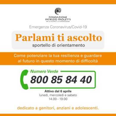 Coronavirus: Fondazione Paoletti lancia il progetto “Parlami, ti ascolto”