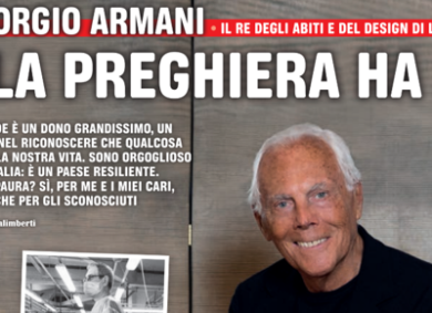Armani ultracattolico: “La fede? Un dono enorme. Guida la nostra vita”