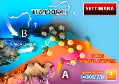 Meteo, Italia divisa: scoppia l’estate al Sud, rovesci e temporali al Nord