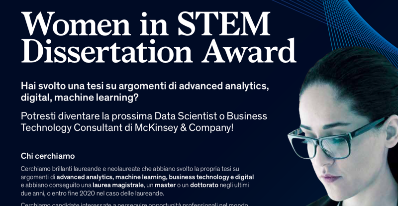 McKinsey, al via il “Women in STEM Dissertation Award” McKinsey, al via il “Women in STEM Dissertation Award”