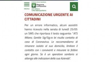 Milano, Ats: “Lei è entrato in contatto con un positivo”. Ma è un errore