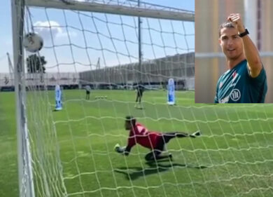 Ronaldo, tiri ‘impossibili’ al terzo portiere della Juventus, Pinsoglio. Video