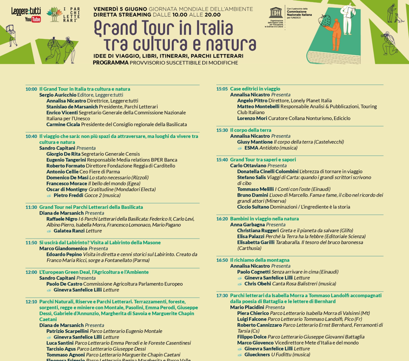 “Leggere:tutti” e “I Parchi Letterari” per la Giornata Mondiale dell’Ambiente “Leggere:tutti” e “I Parchi Letterari” per la Giornata Mondiale dell’Ambiente