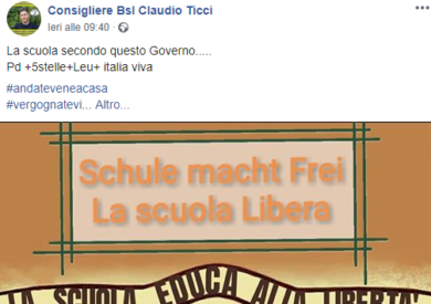 Firenze, esponente Lega posta l’ingresso di Auschwitz come se fosse una scuola