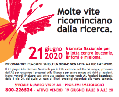 AIL: domenica la 15° giornata nazionale contro leucemie, linfomi e mieloma