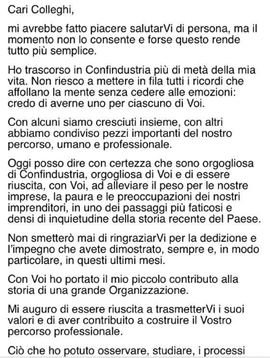 Confindustria, Panucci uscita. Mariotti Dg ad interim