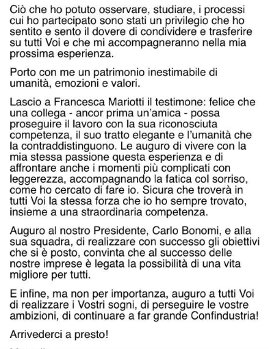 Confindustria, Panucci uscita. Mariotti Dg ad interim