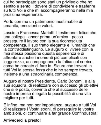 Confindustria, Panucci uscita. Mariotti Dg ad interim