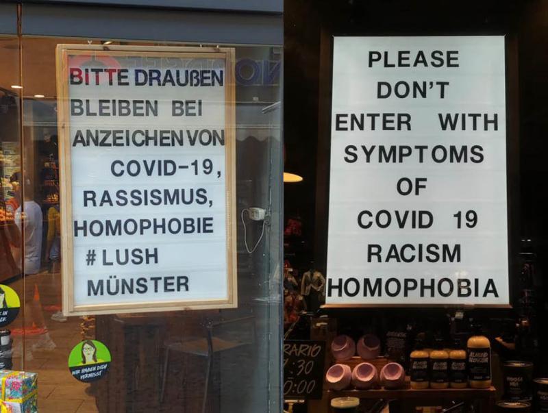 Galleria foto 'Il monito di Lush: “Non entrate con sintomi di Covid-19, razzismo o omofobia”' - foto 1