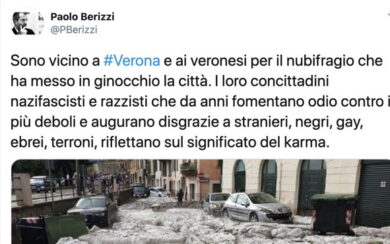 Tweet Berizzi su Verona, “Karma per cittadini nazifascisti”. Insorge la destra