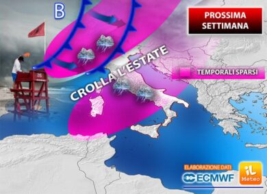 Meteo choc: crollo dell’estate. In arrivo pioggia e fresco. Sarà già autunno