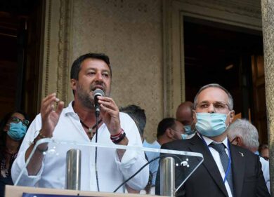 Matteo Salvini a Saronno per la campagna elettorale candidati della Lega