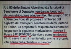 Costi della politica, nel 1861 ai senatori neanche il biglietto del treno