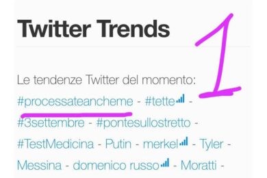#processateancheme è primo nelle tendenze Twitter