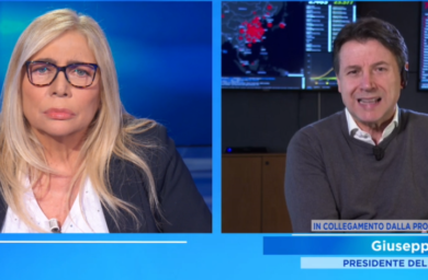 Domenica In, Conte annulla video dopo polemiche. Venier: “L’avevo chiesto io”
