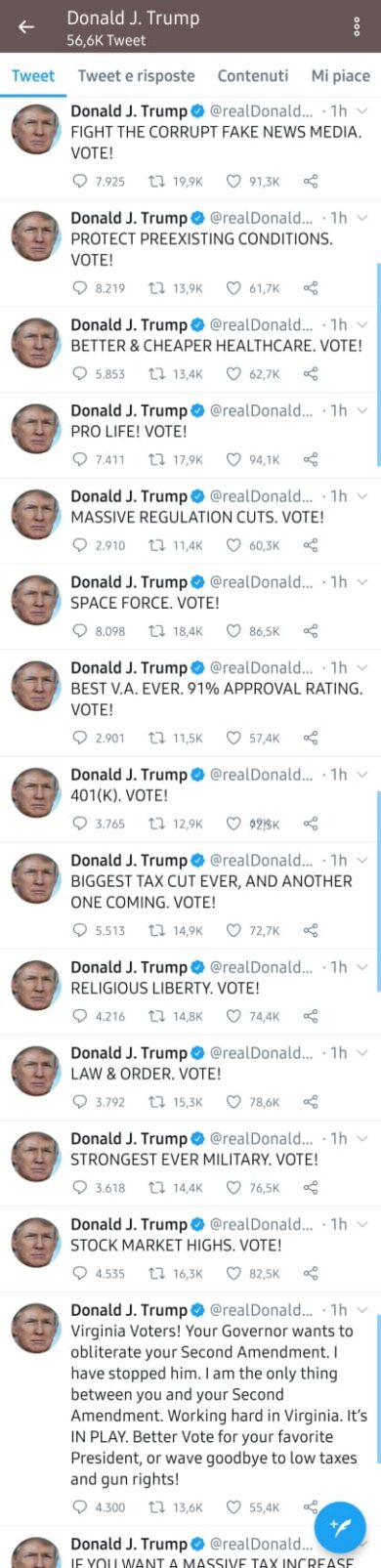 Trump, raffica di tweet e promesse elettorali dopo le dimissioni dall’ospedale