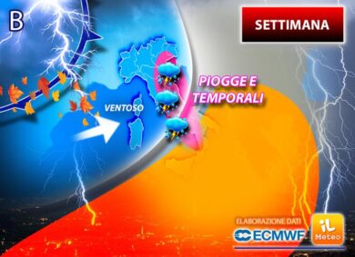 Previsioni meteo: da mercoledì maltempo, rovesci e temporali poi torna il sole