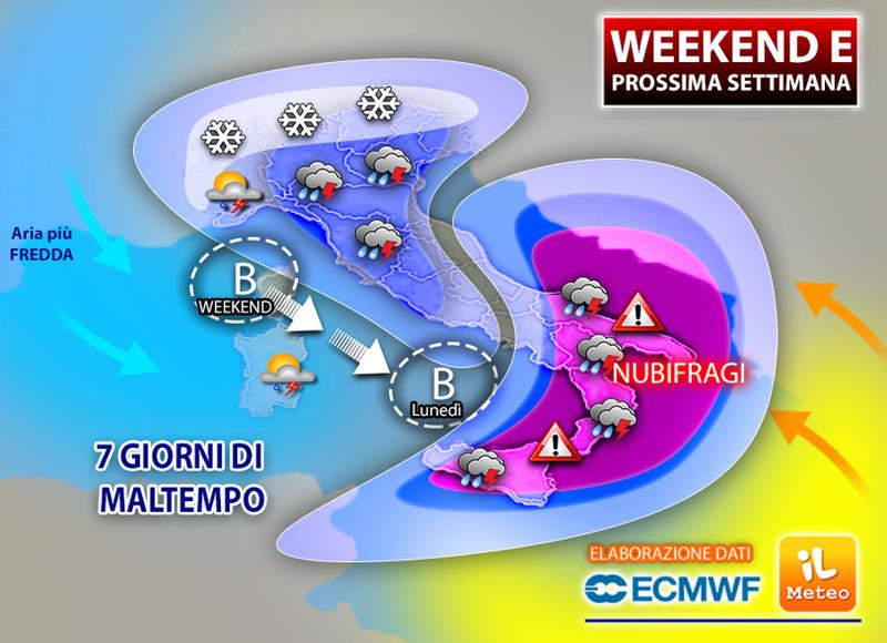 Meteo weekend: torna il maltempo. Attenzione alla neve a bassa quota Meteo weekend: torna il maltempo. Attenzione alla neve a bassa quota