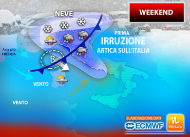 Meteo weekend: arriva il freddo artico. Temperature calano anche di 10°