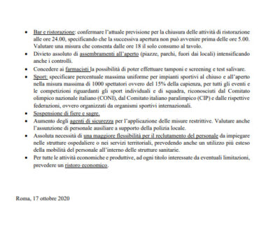 Covid, ristoranti fino alle 24. Scuola: turni pomeridiani. ECCO IL NUOVO DPCM