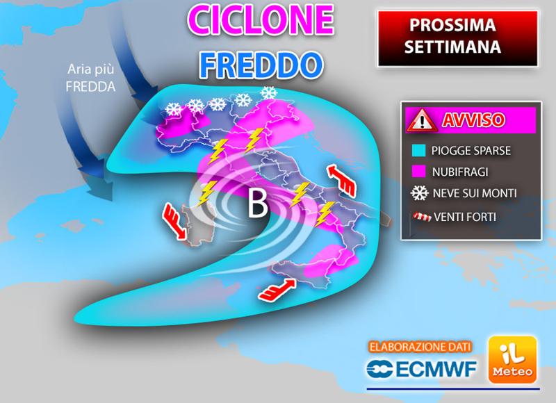 Previsioni meteo: da lunedì pioggia in tutta Italia e neve sopra i 1200 metri Previsioni meteo: da lunedì pioggia in tutta Italia e neve sopra i 1200 metri