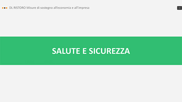 DL ristoro principali contenuti 11 DL ristoro principali contenuti 11