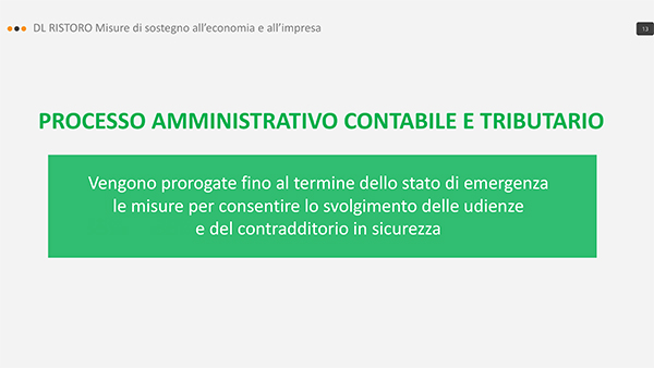 DL ristoro principali contenuti 13 DL ristoro principali contenuti 13