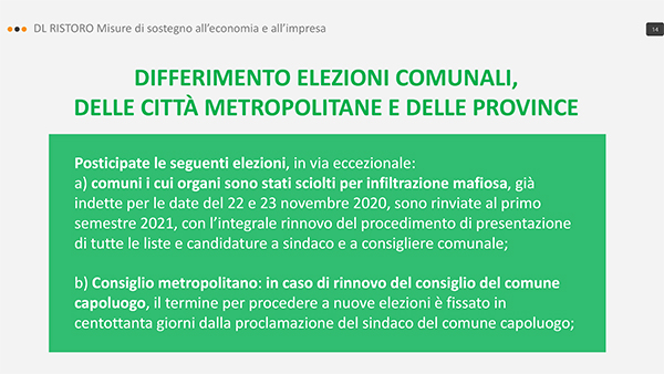 DL ristoro principali contenuti 14 DL ristoro principali contenuti 14