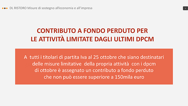 DL ristoro principali contenuti 2 DL ristoro principali contenuti 2