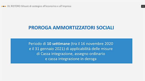 DL ristoro principali contenuti 8 DL ristoro principali contenuti 8