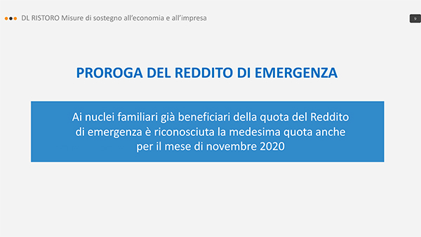DL ristoro principali contenuti 9 DL ristoro principali contenuti 9
