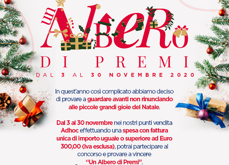 “Un Albero di premi”, AdHoc Cash&Carry lancia un concorso per Natale 2020 “Un Albero di premi”, AdHoc Cash&Carry lancia un concorso per Natale 2020