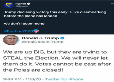 Trump scambia ‘urne’ con ‘polacchi’. E intanto Ryanair lo bastona con un tweet