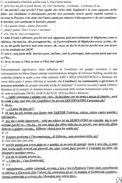 Atlantia, Mion: “Manutenzioni? Sempre meno,così più utili a famiglia Benetton”