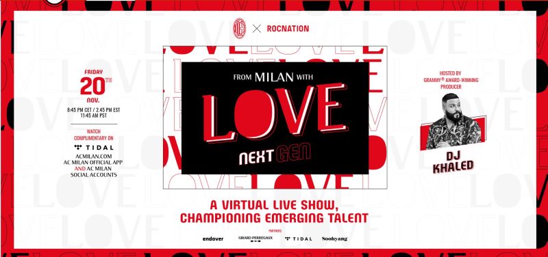 From Milan with Love: Next Gen, il 20 novembre il nuovo evento rossonero con Roc Nation From Milan with Love: Next Gen, il 20 novembre il nuovo evento rossonero con Roc Nation