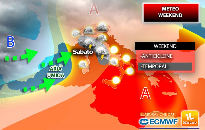 Weekend, breccia nell’anticiclone. Arriva qualche temporale Weekend, breccia nell’anticiclone. Arriva qualche temporale