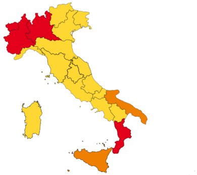 Toscana e Campania diventano ‘zona rossa’. Altre 3 regioni arancioni