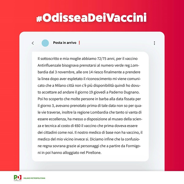 “Odissea dei vaccini”: la campagna social del Pd Milano. FOTO