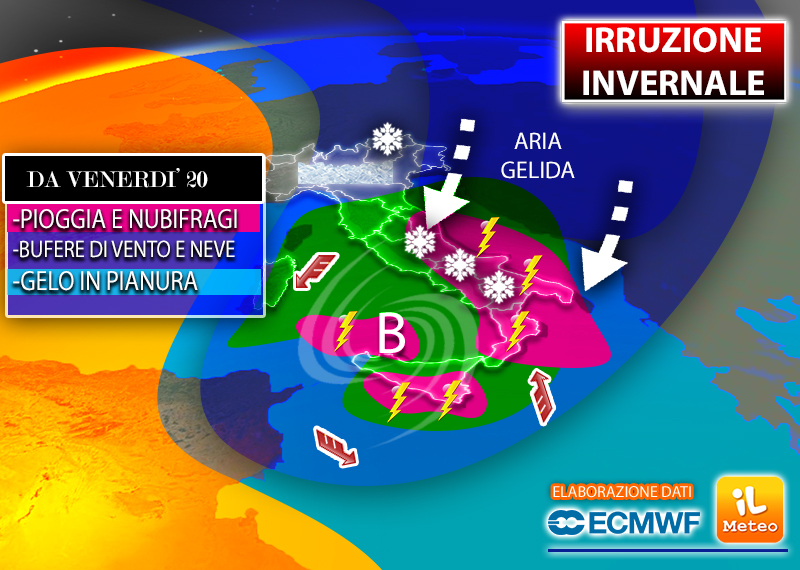 Previsioni meteo: da venerdì si piomba in pieno inverno con freddo e maltempo Previsioni meteo: da venerdì si piomba in pieno inverno con freddo e maltempo