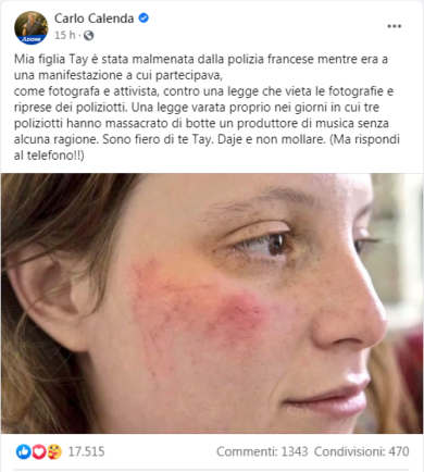 Figlia di Calenda picchiata a Parigi dalla polizia durante una manifestazione