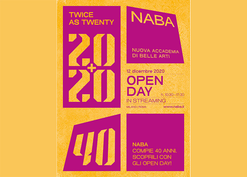 Naba compie 40 anni. Per l’occasione lancia la campagna Twice as twenty 20+20 Naba compie 40 anni. Per l’occasione lancia la campagna Twice as twenty 20+20