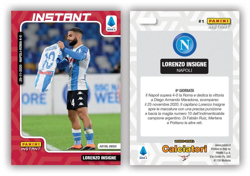 Maradona, l’omaggio di Insigne diventa una card Panini a tiratura limitata Maradona, l’omaggio di Insigne diventa una card Panini a tiratura limitata