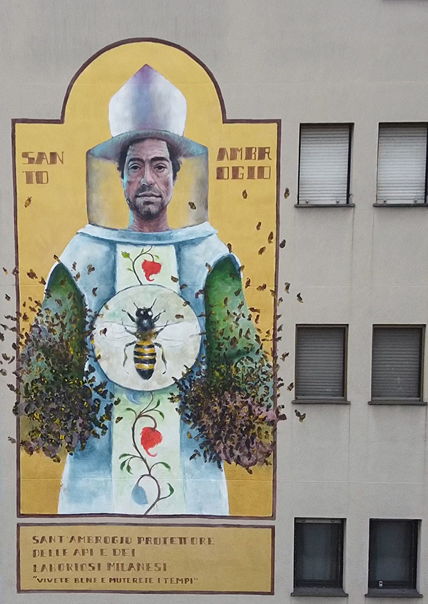 Sant’Ambrogio, murale a Milano per il patrono. FOTO
